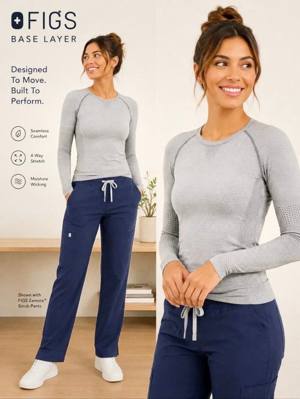 FIGS Salta Seamless Underscrub Top Size Medium